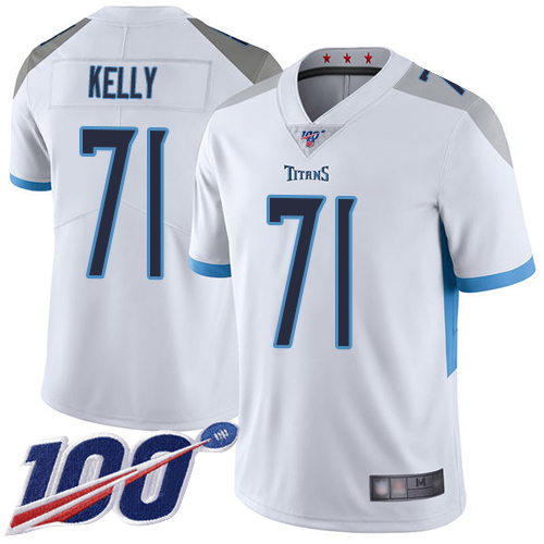 Tennessee Titans Limited White Men Dennis Kelly Road Jersey NFL Football 71 100th Season Vapor Untouchable